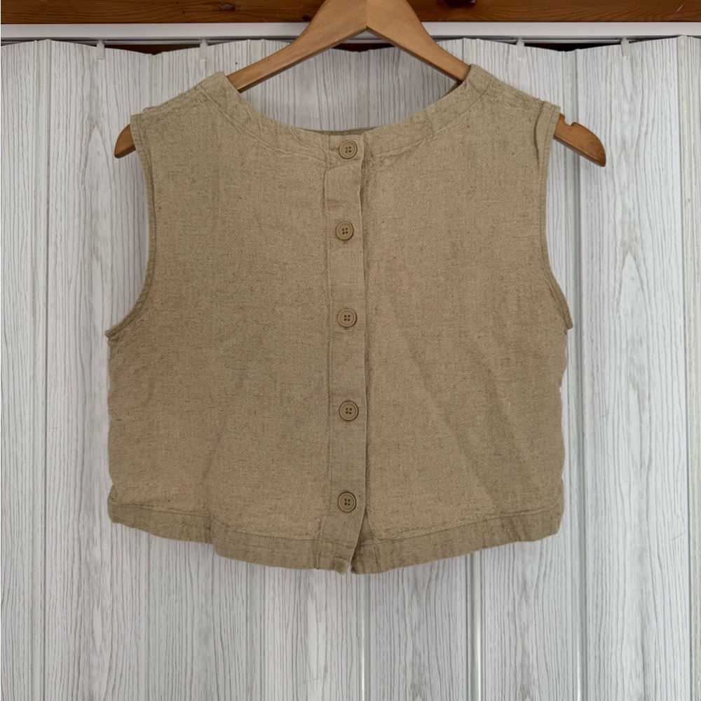 a new day Beige Sleeveless Button-Down Top